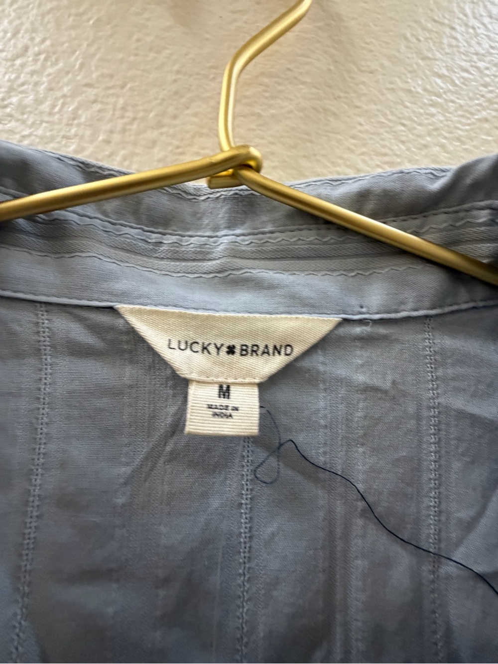 Lucky Brand Light Blue Striped Short Sleeve Button Front Top - Picture 3 of 3
